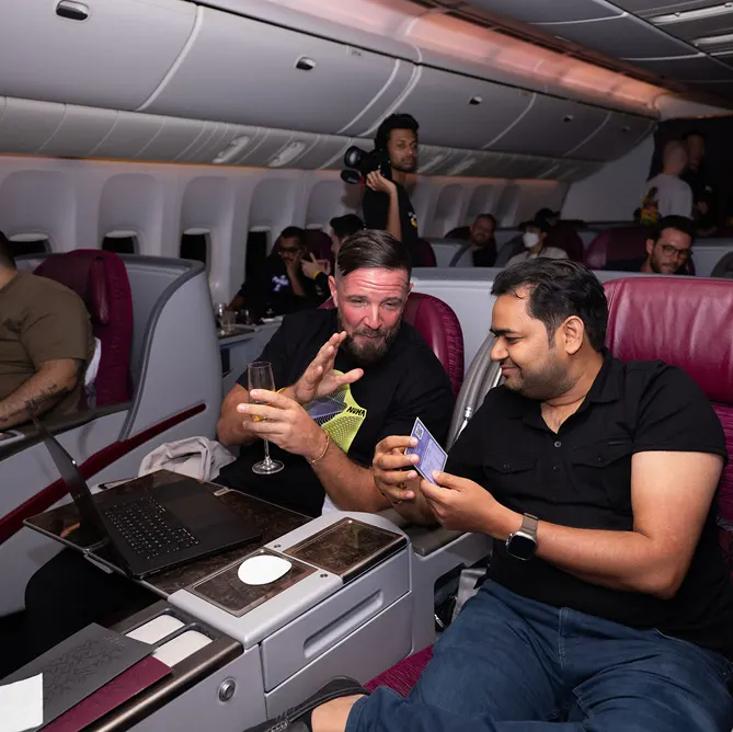 Redacted Airways guests on board the networking flight