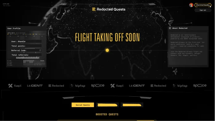 Redacted Quests, flight taking off soon